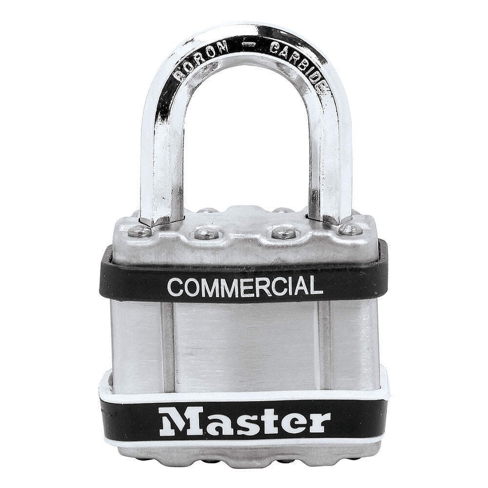 Master Lock M1STS Padlock, Keyed Different, Long Shackle, Square Stainless
