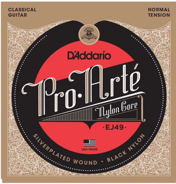 D'Addario EJ49 Pro-Arté Black Nylon Normal Tension Classical Guitar Strings