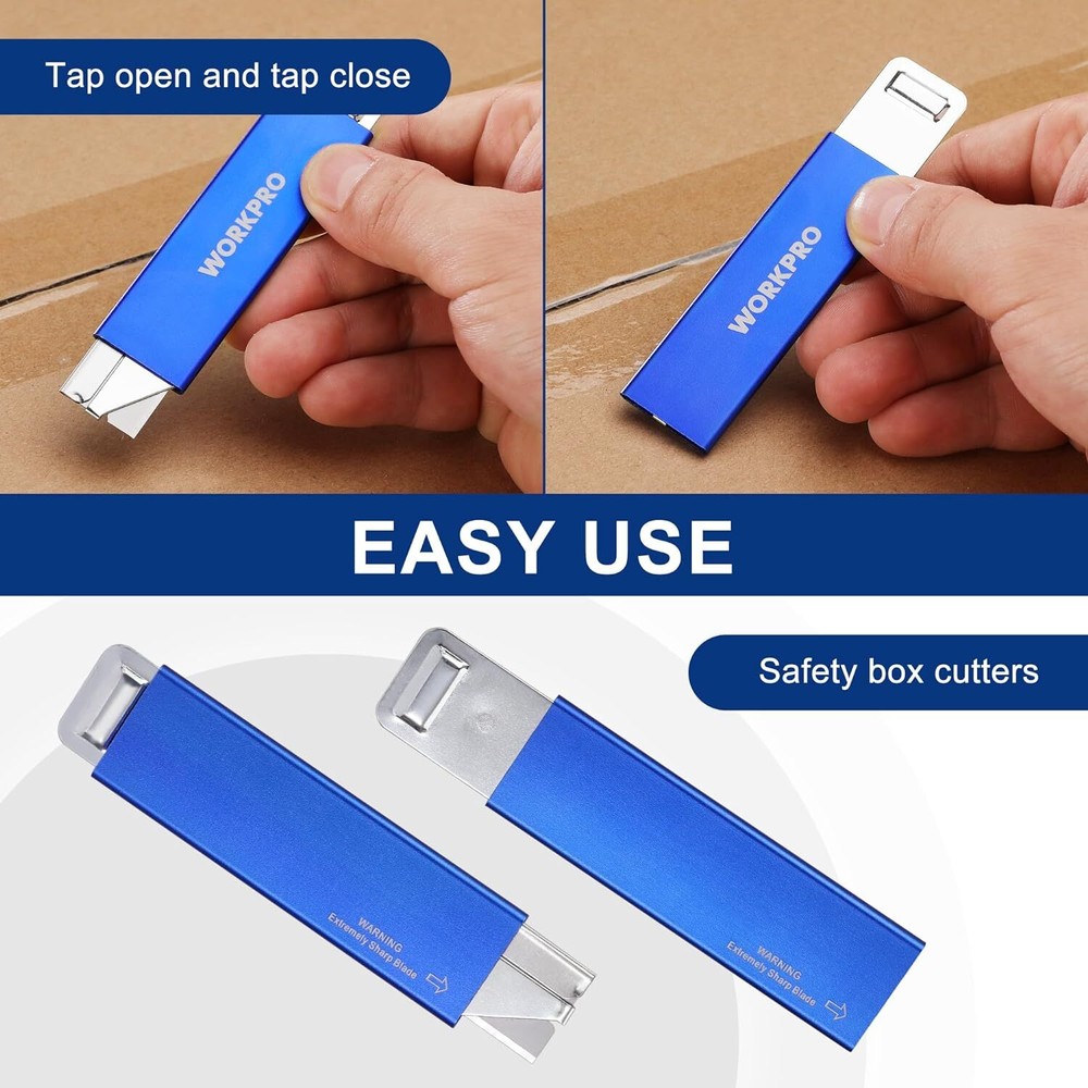 WORKPRO 12Pack Box Cutter Retractable-Utility Knife with Single Edge Razor Blade