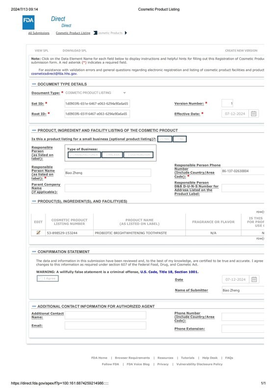 3Pack Whitening Teeth Probiotics Breath Remove Toothpaste SP-6 Refreshing Teeth