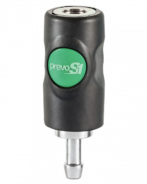 PREVOST ERC HIGH FLOW PUSH-BUTTON COUPLER, 3/8" BODY, INDUSTRIAL, 1/2" BARB