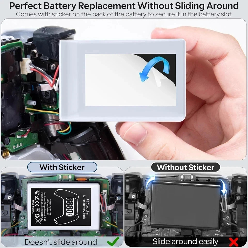 2 Pack PS5 Controller Battery Replacement 8880mWh High Capacity Rechargeable