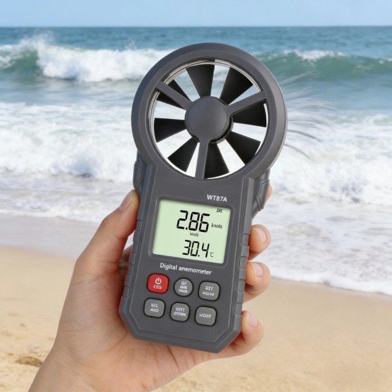 Handheld Digital Anemometer for Outdoor Wind Speeds and Temperature