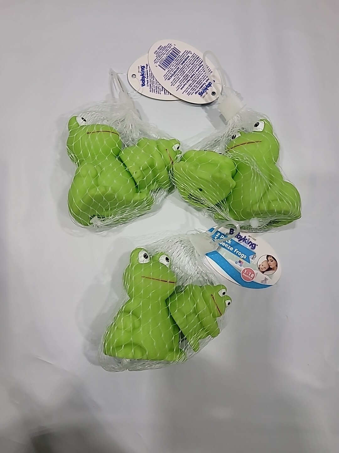 LOT OF 3 New Baby King 2pc Squeeze Frog Toys, Baby Shower