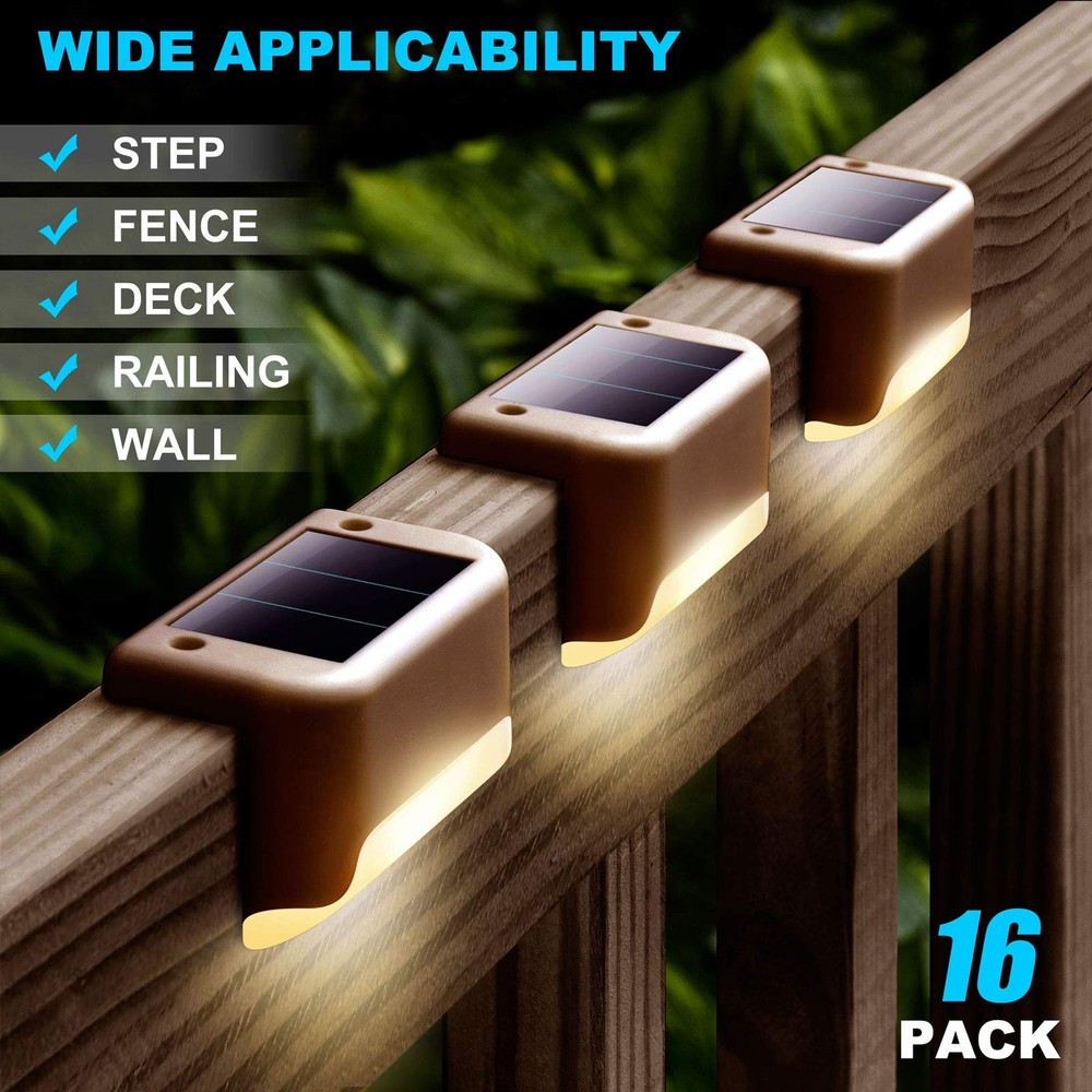 DenicMic 16 Pack Solar Deck Lights Outdoor Waterproof 16 Pack, Warm White
