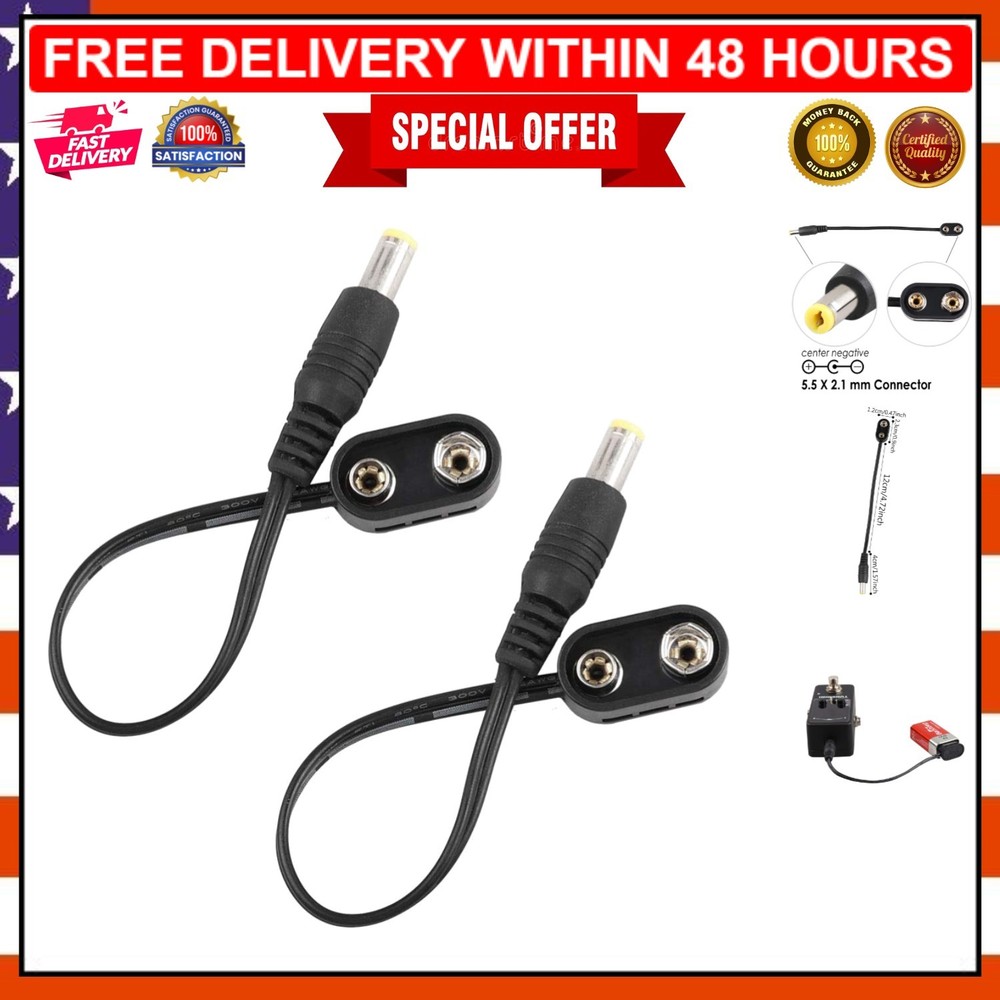 Compact 9V Power Cable Snap Connector for Guitar Effect Pedals - 12cm Length