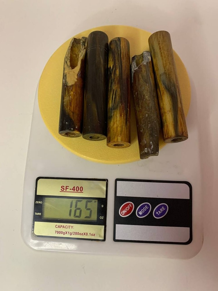 Bakelite marbled knife handles 5 pieces thick 165 Grams