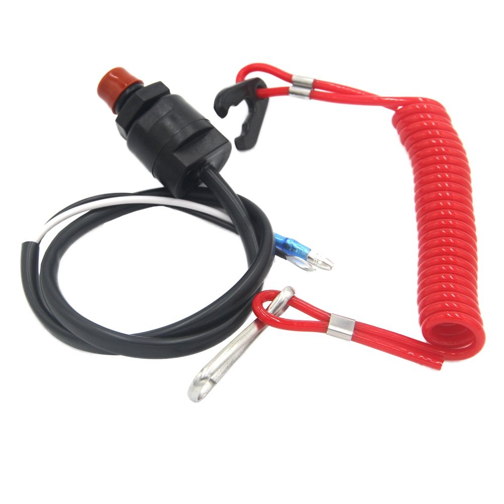 Universal Boat Outboard Engine Motor Kill Stop Switch & Safety Tether Lanyard