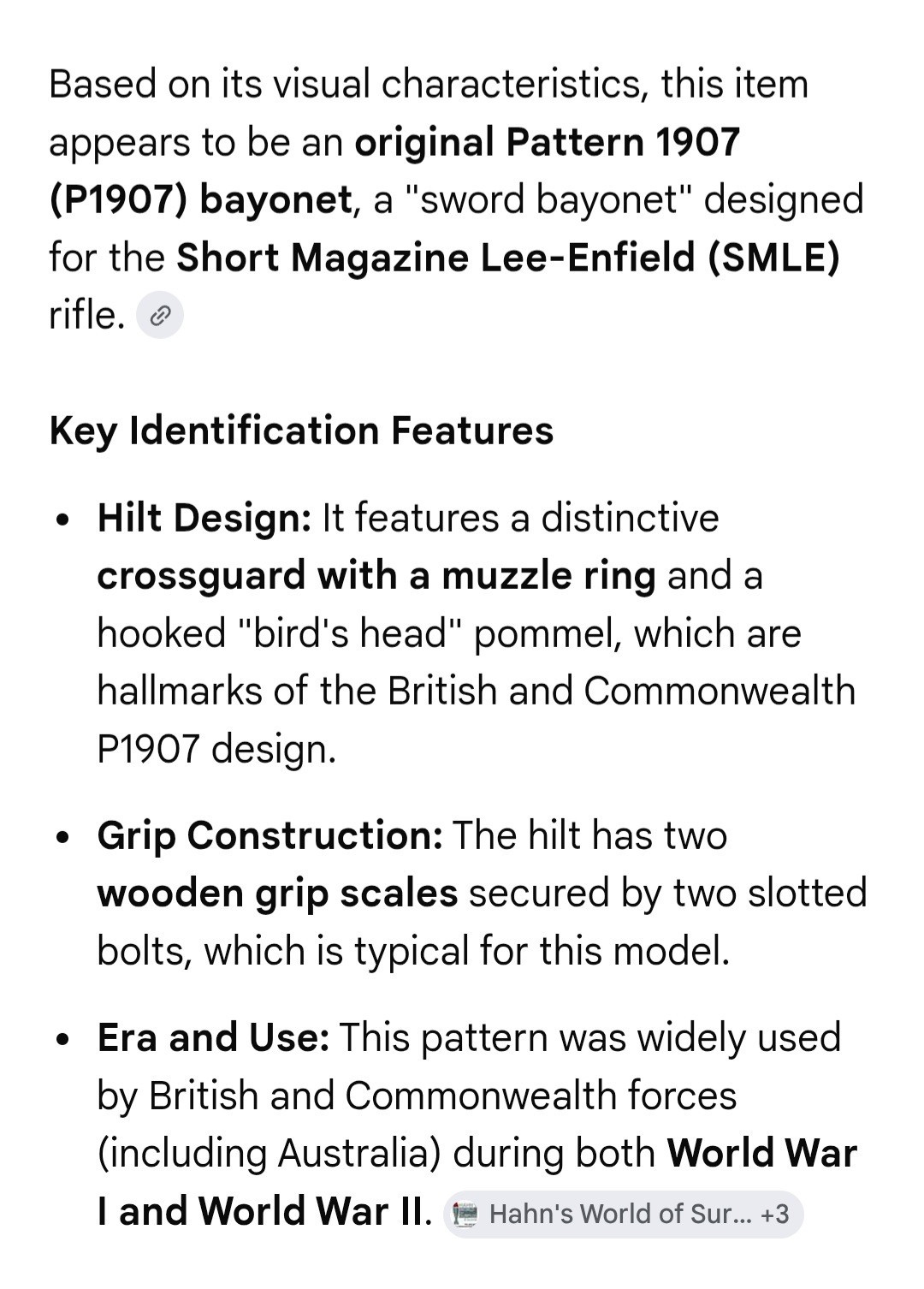 Antique Vintage Original P1907 SMLE Lee Enfield Bayonet No Scabbard