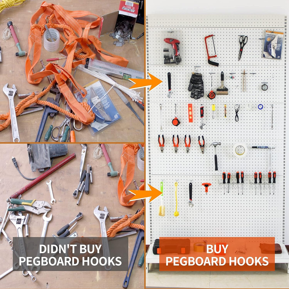 170PCS Pegboard Hooks Assorted | Peg Board Hooks for Hanging Tools - Ideal for P