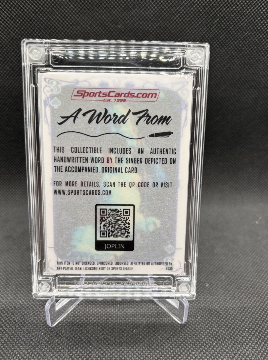 Janis Joplin “A Word From” SportsCards.com 2025 Authentic Handwritten Word Relic