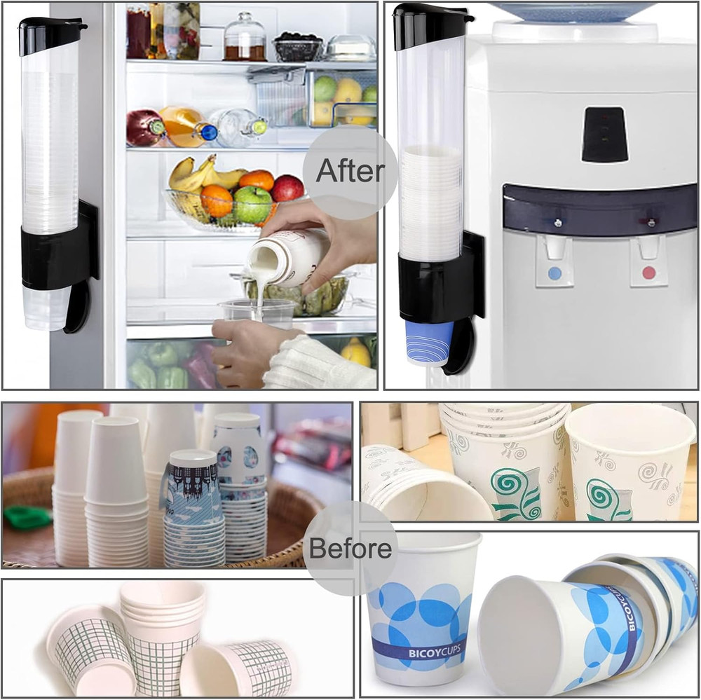 Cup Dispenser, Water Cooler Pull Type Cup Holder Fits 5Oz - 7Oz Cone or Flat Bot