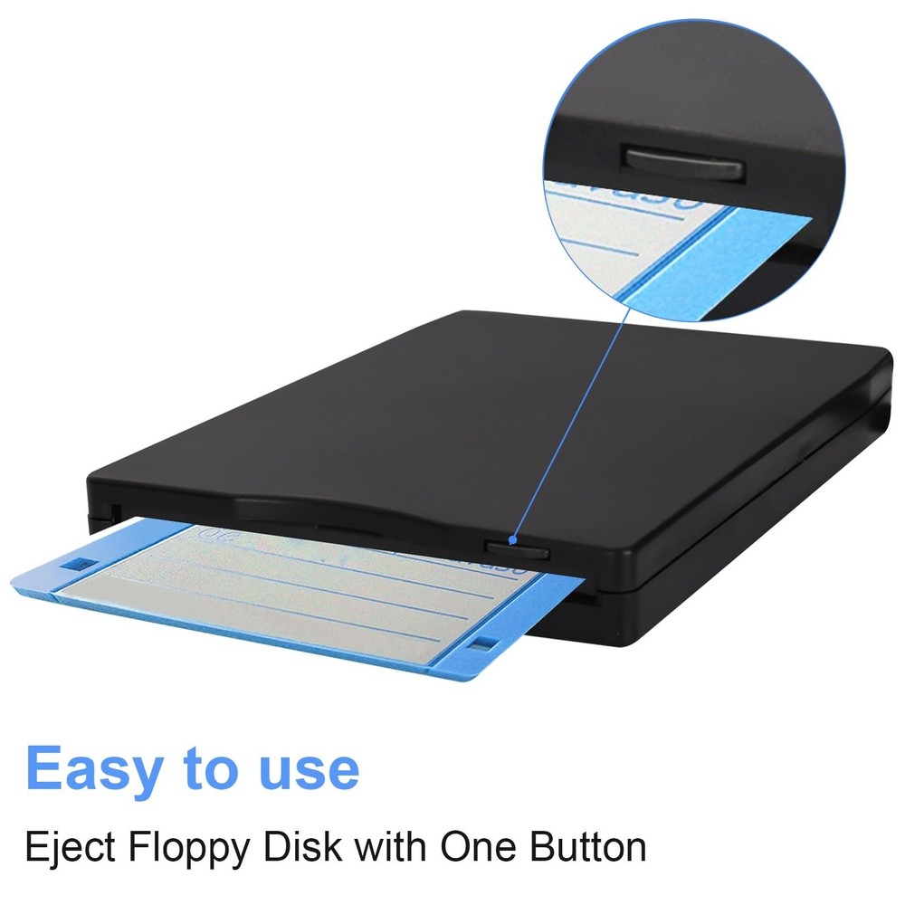 Floppy Disk Reader, 3.5 inch External USB & Type-C 1.44MB FDD Floppy Disk Dri...