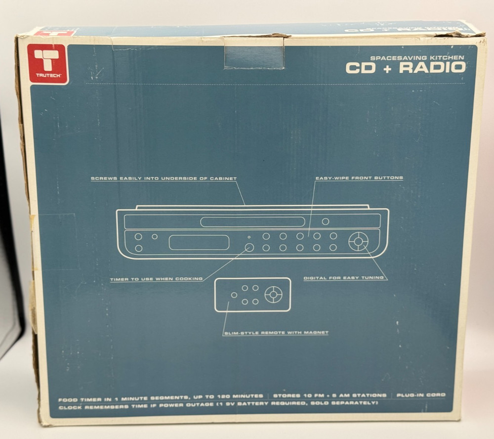 Tru-Tech Space Saving Kitchen CD + Radio System - NEW Open Box