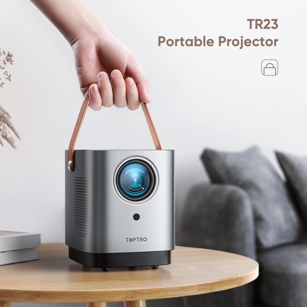 Mini-Portable-Projector, [Unique Handle Design] Mini Projector with WiFi and ...