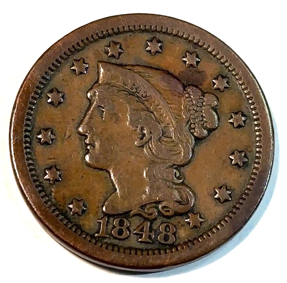 1848 Large Cent Nice Original VF Choice Surfaces CHRC