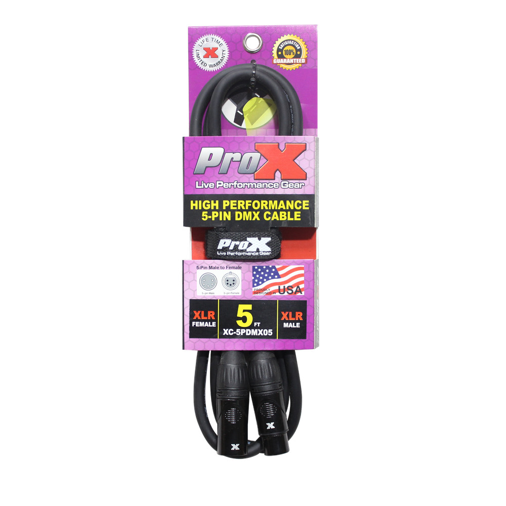 40 ProX 5 Pin High Performance Data Lighting DMX DJ Light Cables 5FT