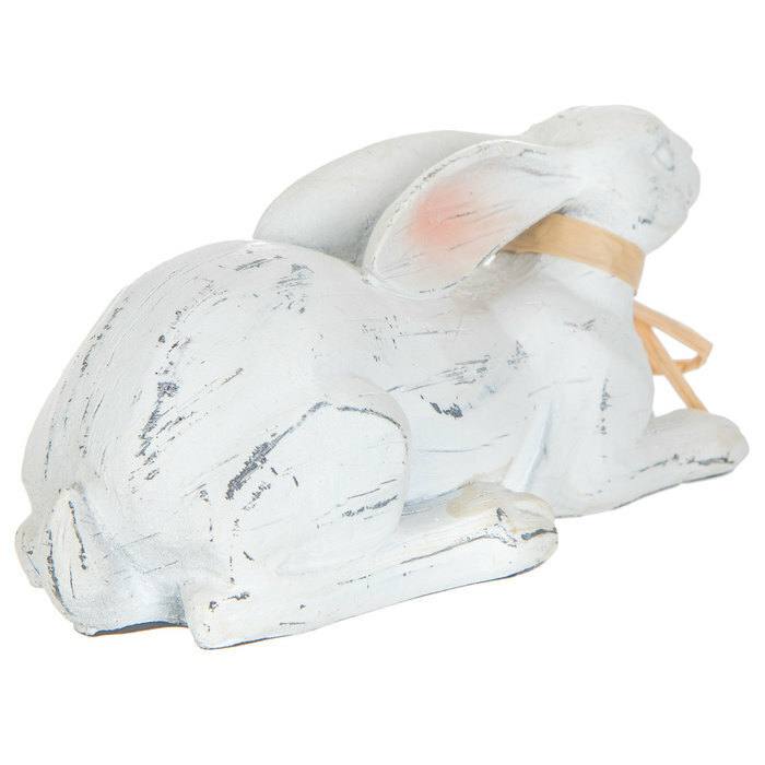 Resting Slim Bunny Easter Decor Statue.