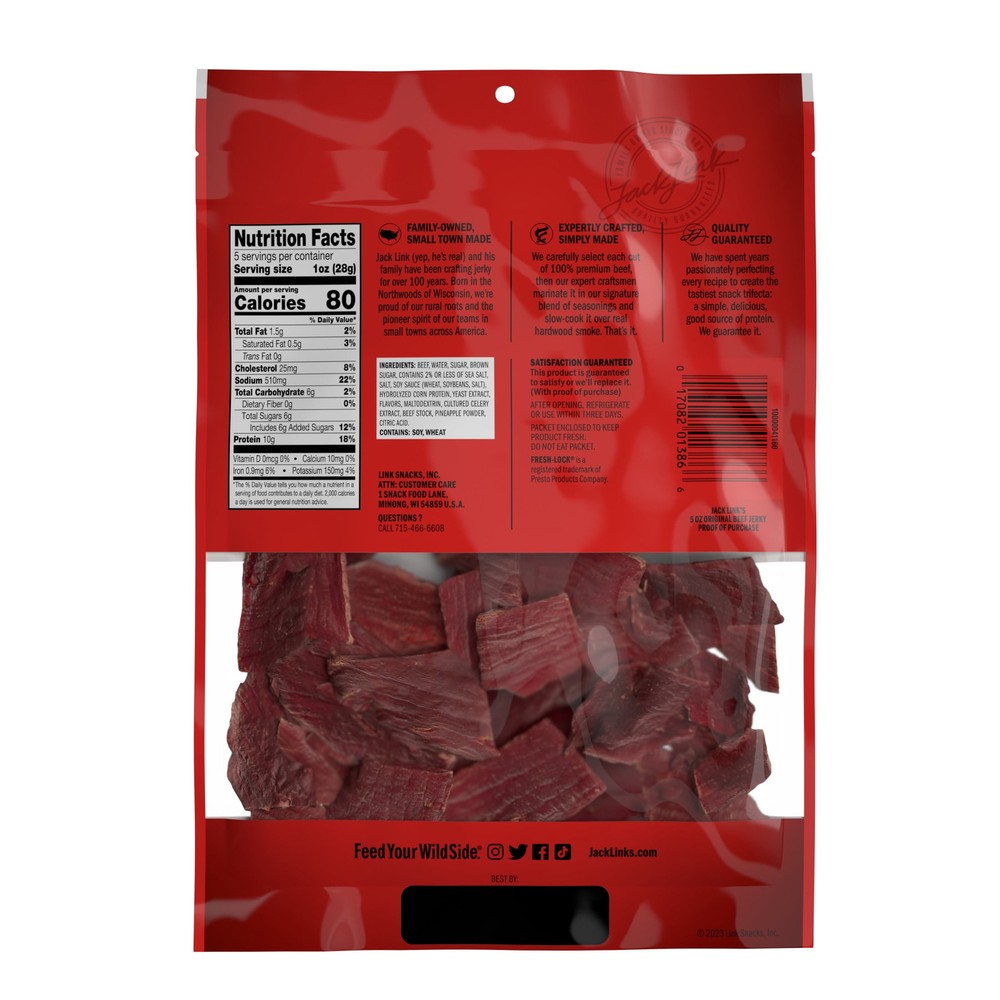Jack Link’s Beef Jerky, Original, 5 oz, Resealable Bag