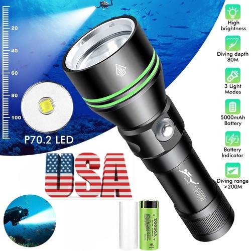 Dive Lights Scuba P70 LED Flashlight Waterproof Underwater Lights Diving Torch