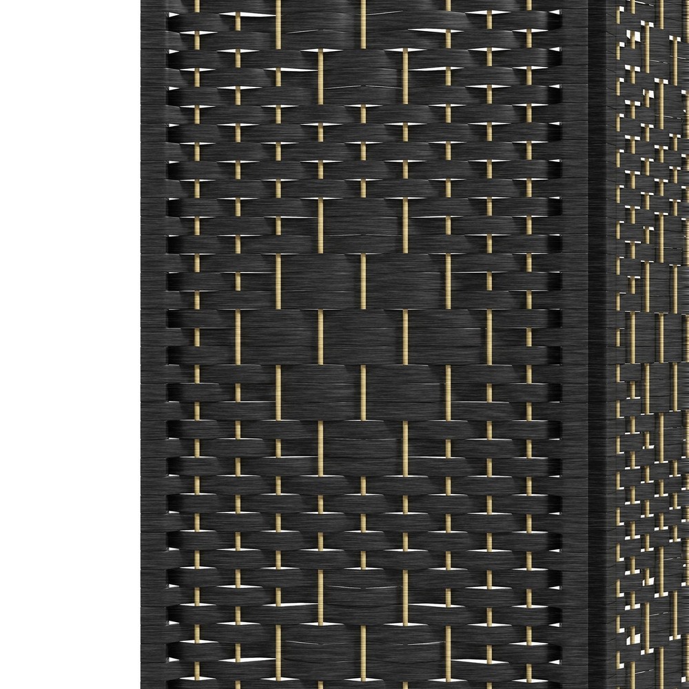 Black 5.6ft 4-Panel Folding Room Divider Screen for Interior Spaces