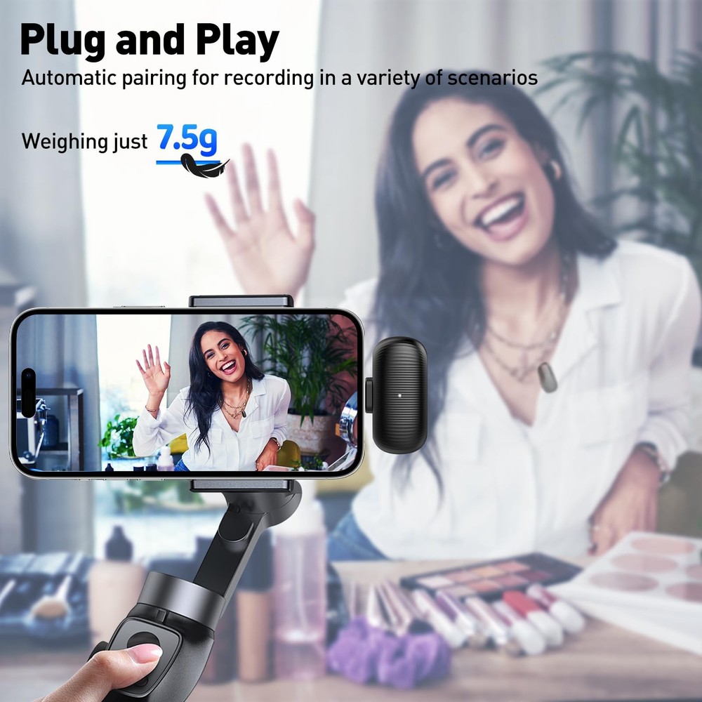 Wireless Lavalier Microphone for iPhone, Android, Mini Microphone with Noise ...