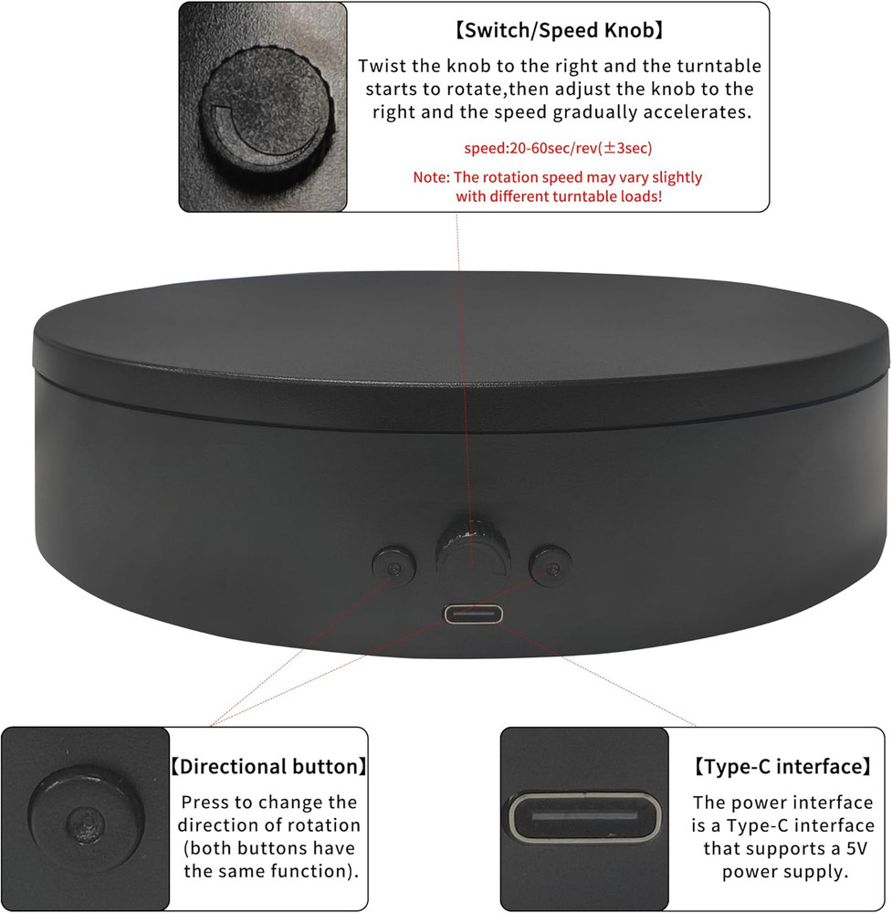 Rotating Display Stand Easy to Switch Direction, Adjustable Speed, Motorized Elc