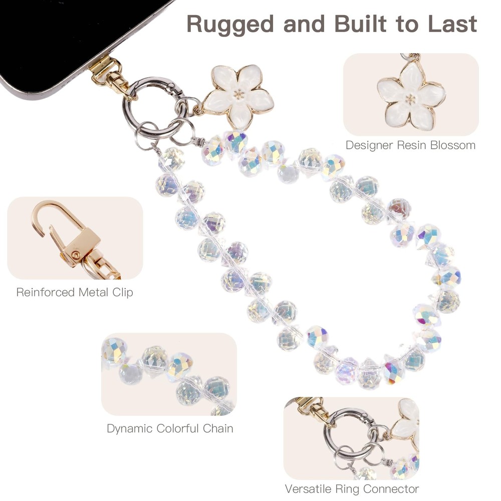 Sparkling Crystal Cell Phone Wrist Strap for iPhone Strap, Multicolor