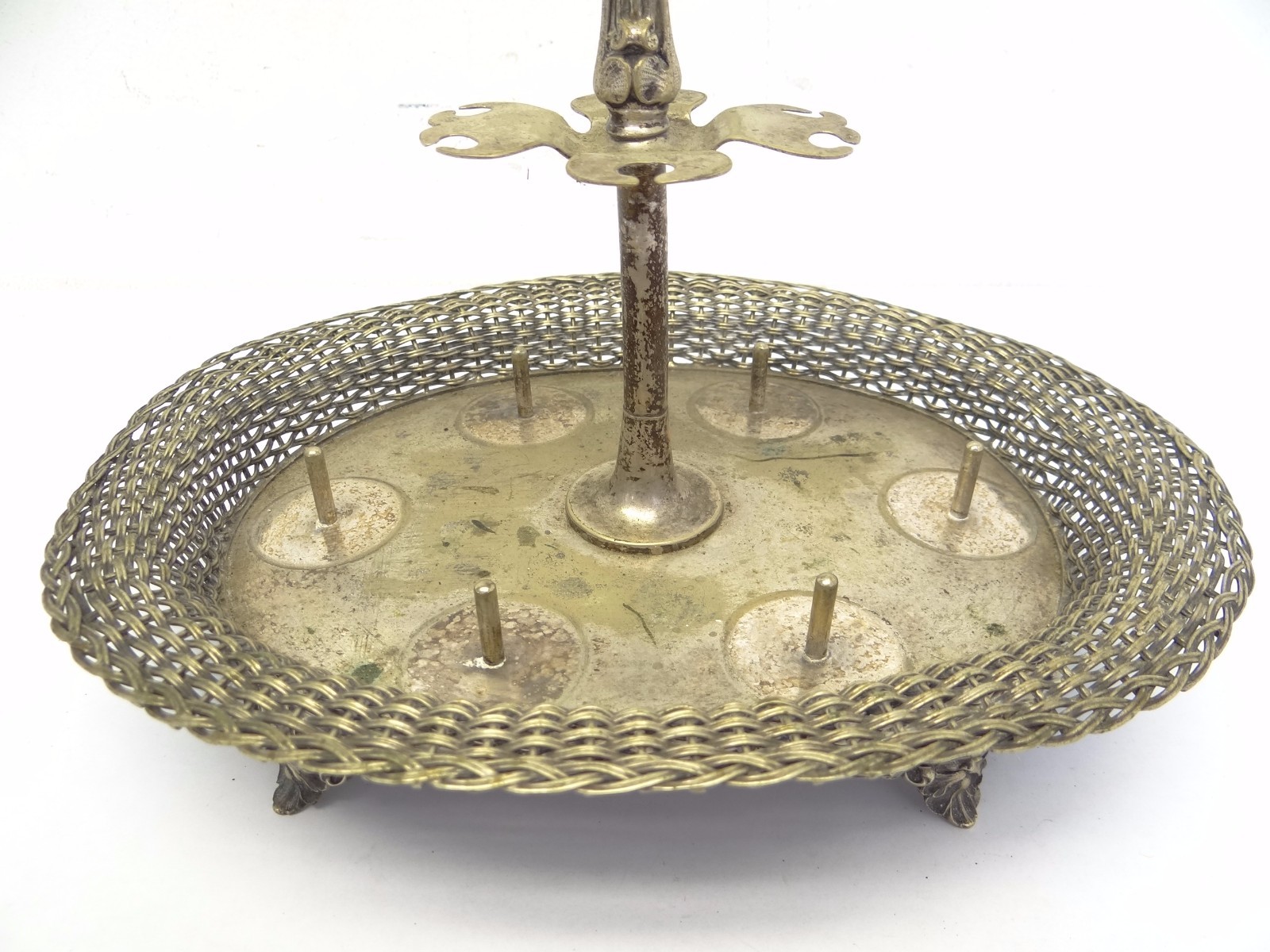 Vintage Used Silverplate Serving Caddy Tray Stand Basket Silver Plate Kitchen