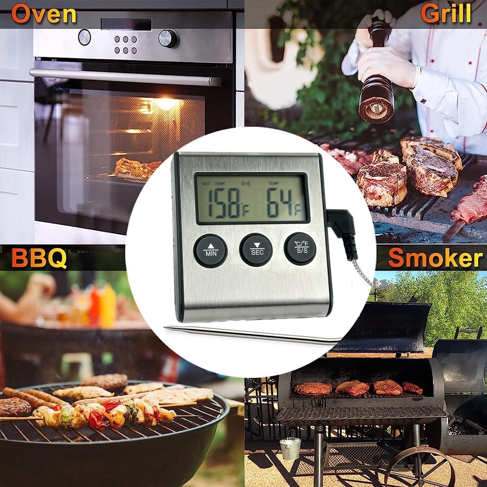 Remote Kitchen Digital Cooking Thermometer Probe Meat Food Temperature w/Timer