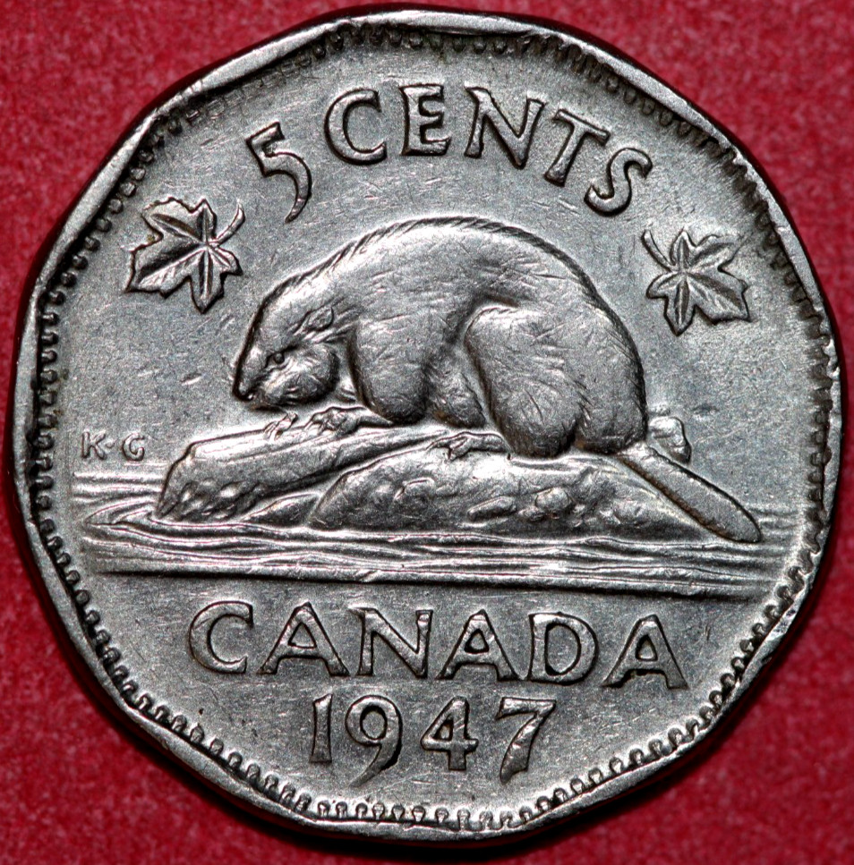 Canada  1947   5 Cents  Beaver  21.2mm