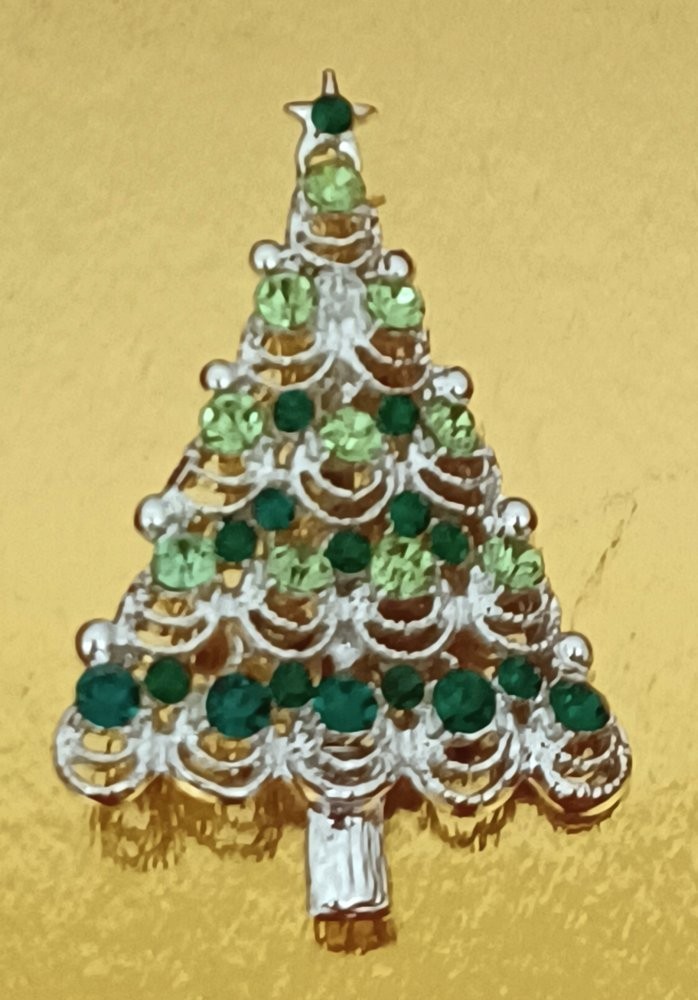 Silver Tone Christmas Tree Pin
