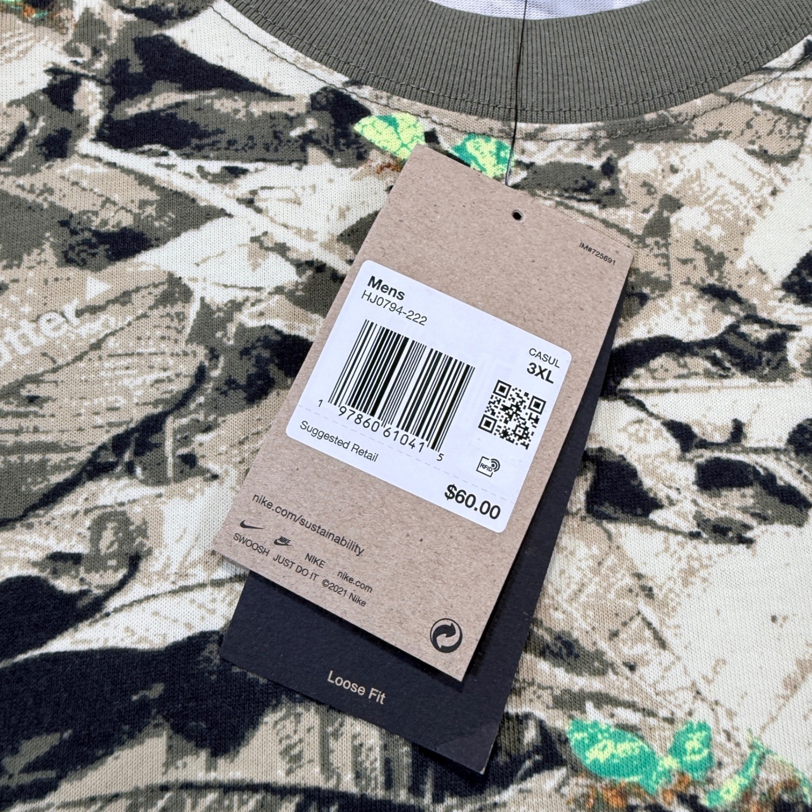 Nike ACG Dri Fit Leafcutter Loose Fit Men's 3XL T Shirt Camo hj0794-222