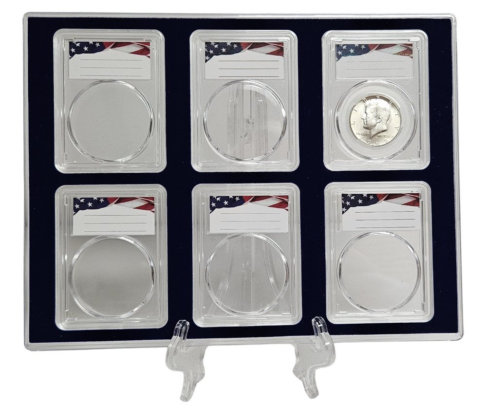 Coin Display Storage Case for  US Half Dollars  - Includes Six 30mm Slabs