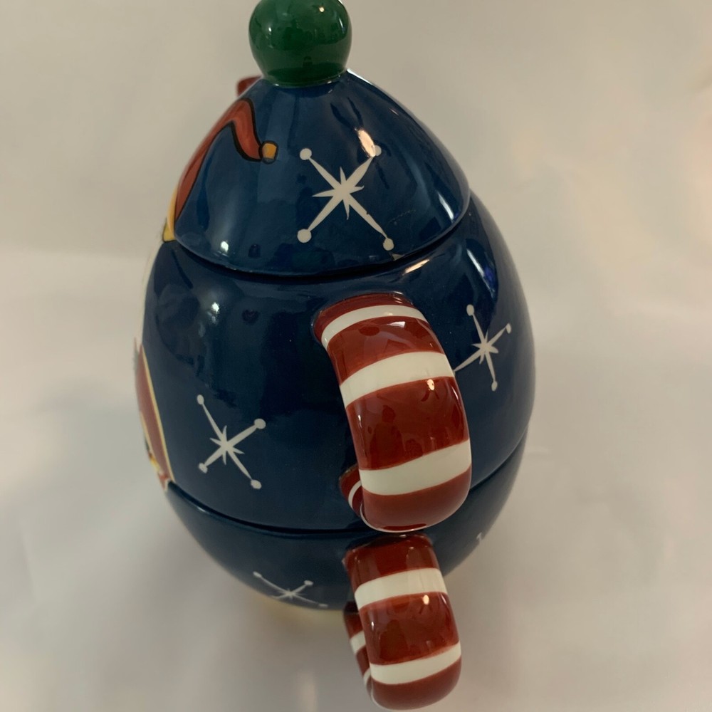 Christmas Santa Ceramic Teapot By Ganz Stackable 3 piece