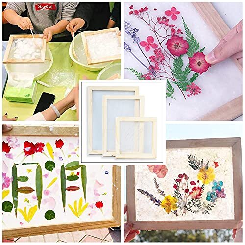 11 Pack Paper Making Screen Kit Include 5 PCS Wooden Paper Making Mold Frame...