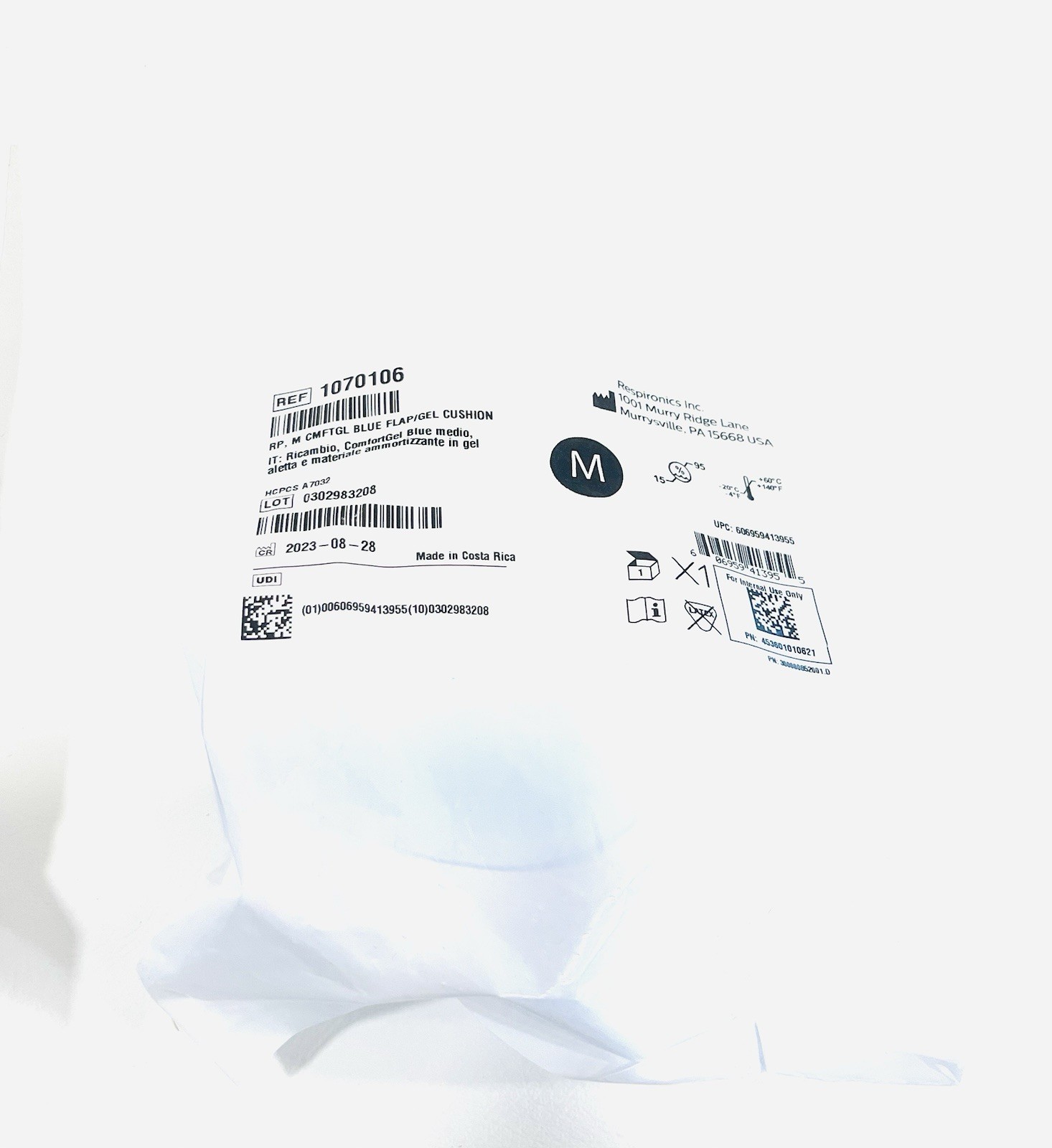 Respironics Medium Comfortgel Blue Gel Cushion Mask Lot 2 1070106, Free Shipping