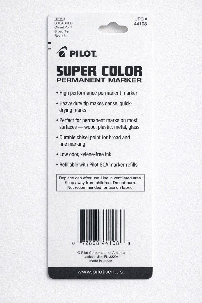 Pilot Super Color Permanent Marker Red Chisel Tip 6 Pack Broad Tip (44108)