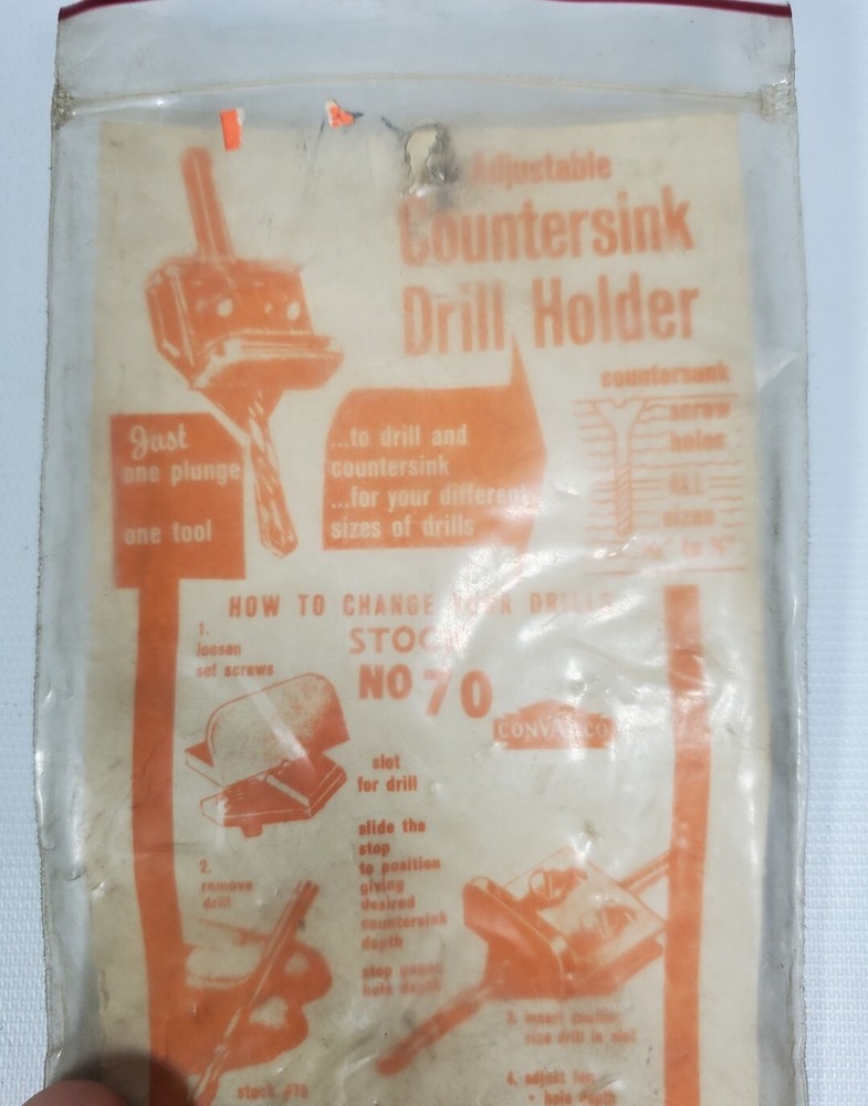 NOS Conval Adjustable Countersink Drill Holder Stock NO 70