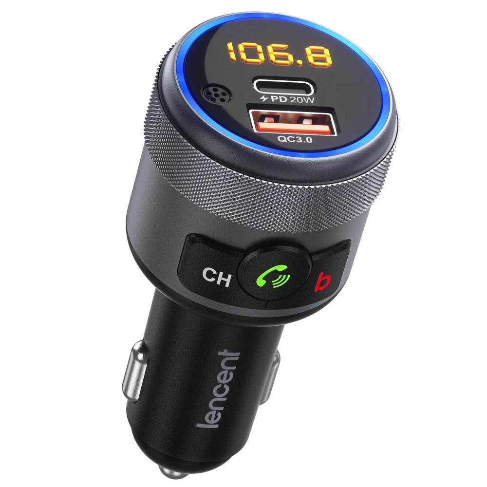 Transmitter Car Bluetooth Modulator With TypeC PD 20W&QC3.0 18W Car Fast Charger
