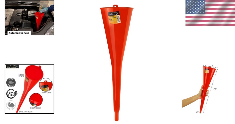 Long Neck Funnel, Red, 12 Fl Oz, Multi-Purpose, Durable