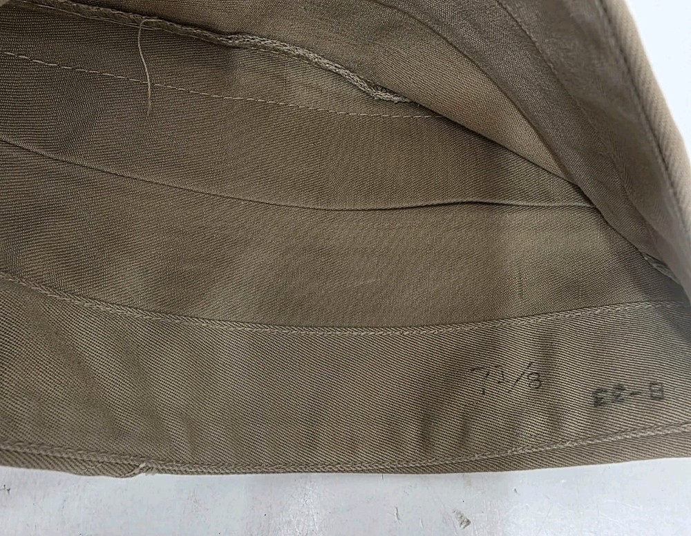 ORIGINAL WWII US ARMY INFANTRY OVERSEAS GARRISON KHAKI HAT CAP 8-33 • SIZE 7 1/8