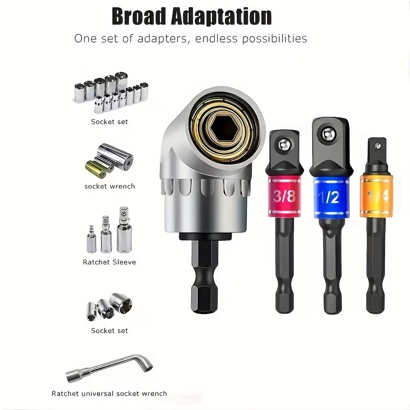 4‑Piece Socket Adapter Kit with Hex Shank Bits & Impact Grade Power Tool Set