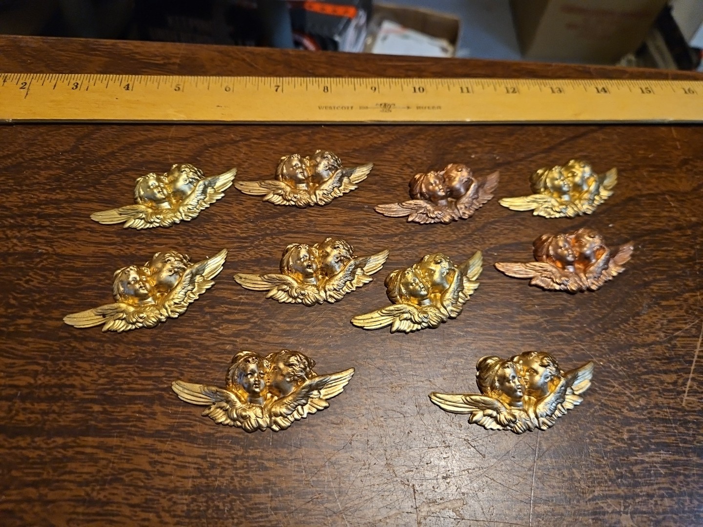 Lot Of 10 Cherub Head Busts France Vintage 60s Brass Stampings Findings Jewelry