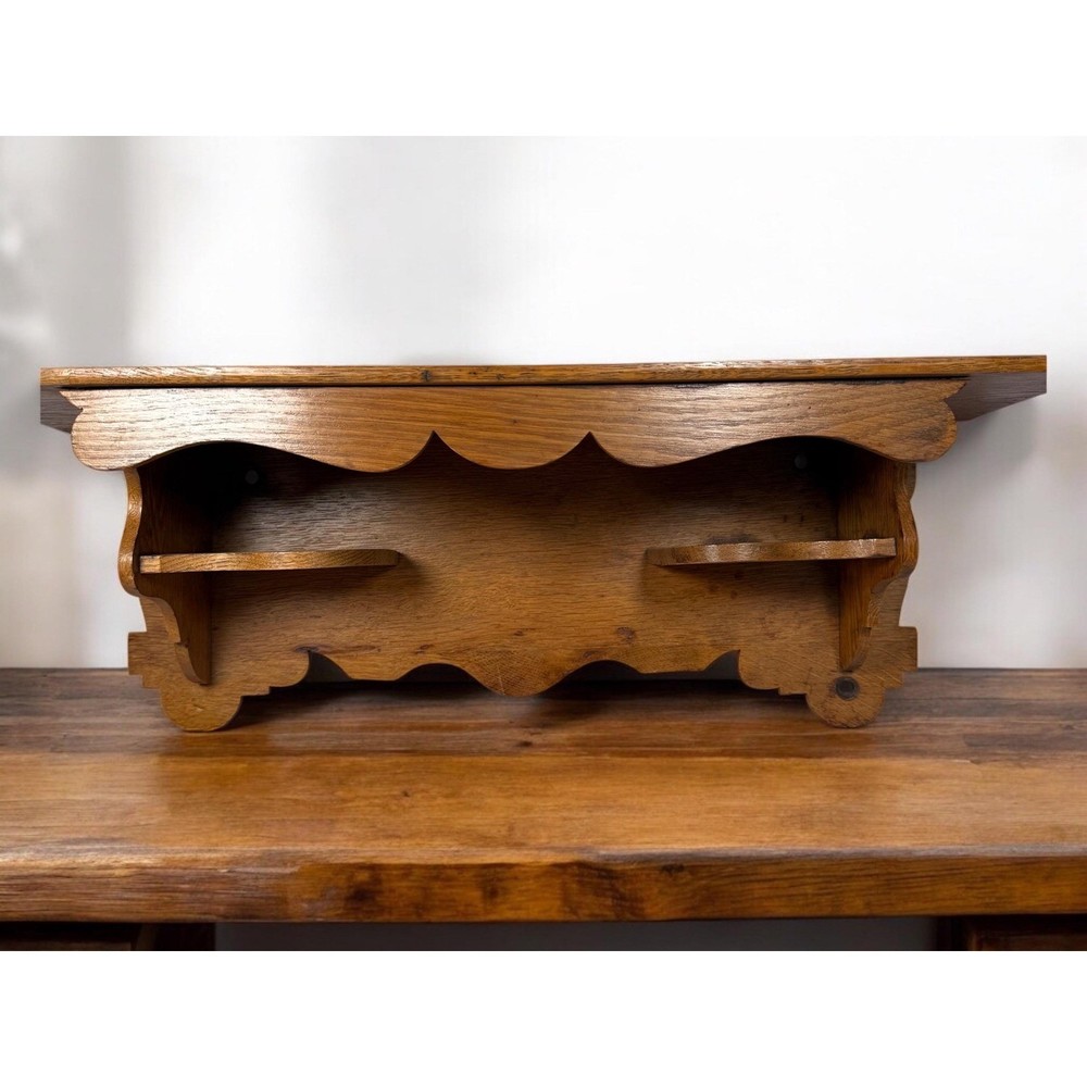 Vintage Oak Clock Wall Shelf