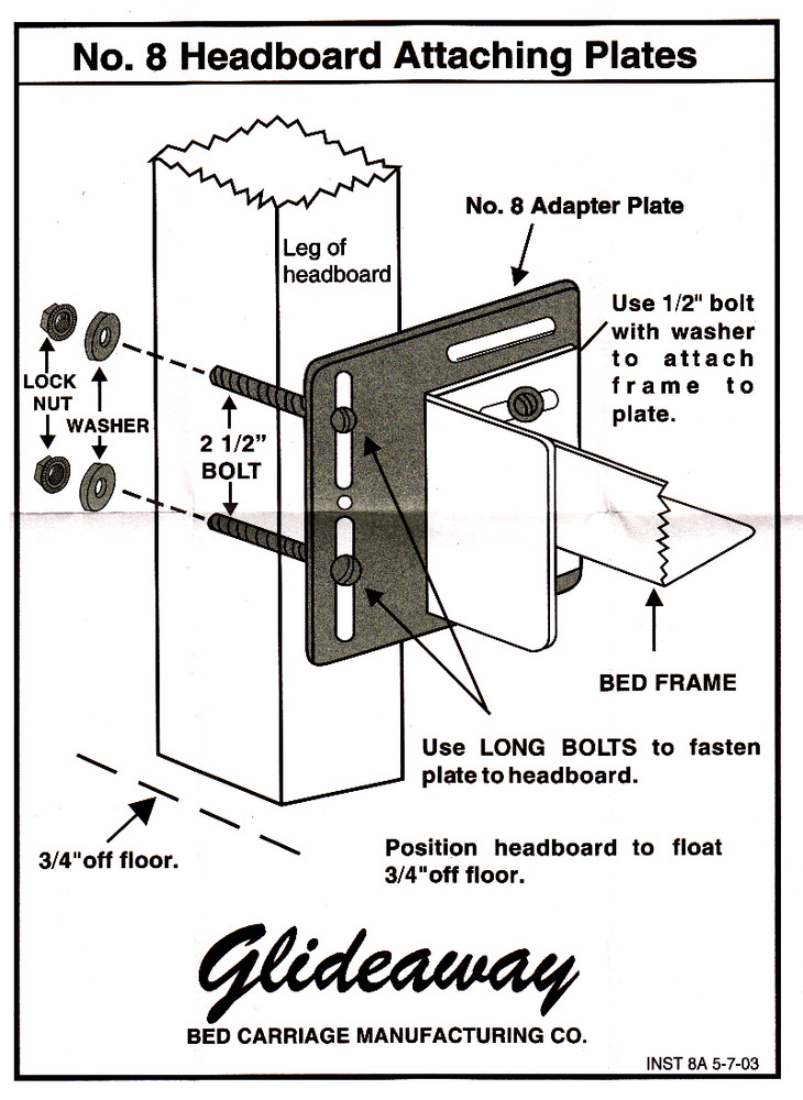Bolt-On Bracket for Bed Frame Mounting Modification, Full-Queen or Queen-Full