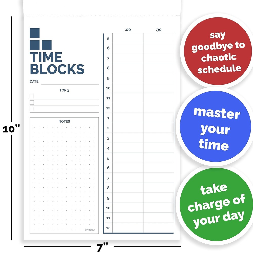 Time Blocking Planner 10"x7", Daily Time Box Planner, Time Management Planner...