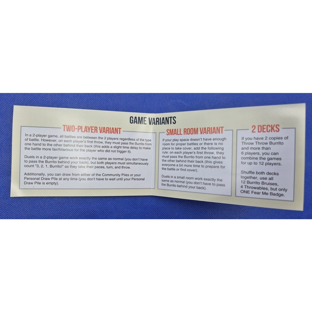 Throw Throw Burrito REPLACEMENT Original 2020 Rulebook