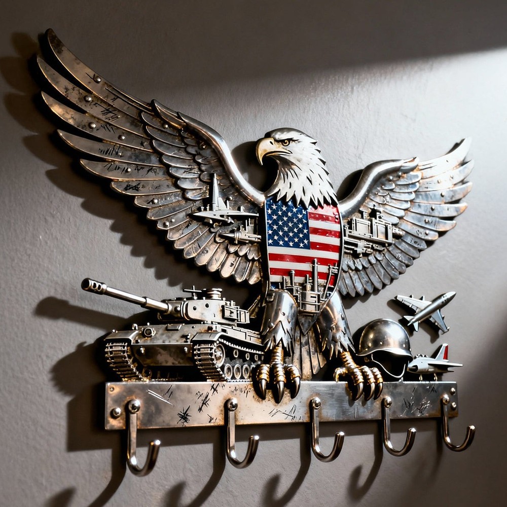 Armed Eagle Key Hanger – Personalized Gift For Veterans & Patriots
