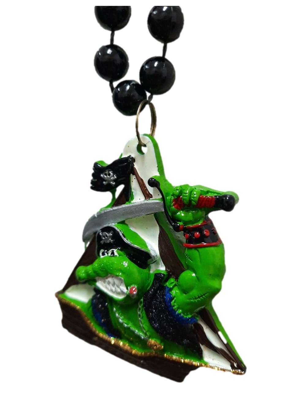 Alligator Pirate Ship Gator Gasparilla Mardi Gras Necklace Beads